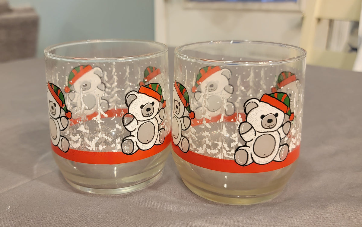 Seller #18 Pair of Christmas Bear Glass Glasses