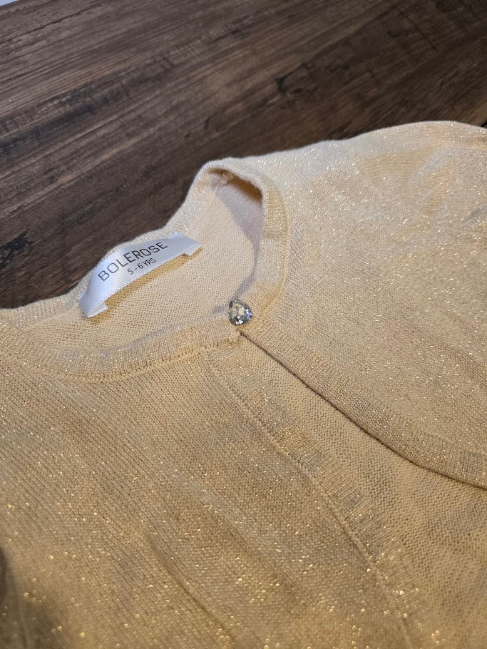 #131 Bolerose girls shimmer gold cardigan sz 5 - 6