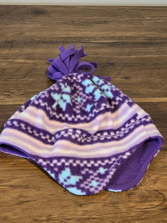 #131 Girls purple fleece hat sz 2T - 5T