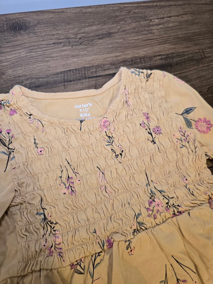 #131 Carter's Yellow floral long sleeve shirt sz 6
