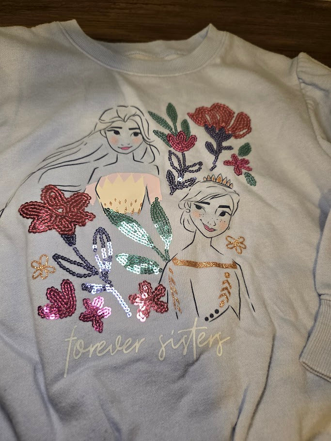#131 Girls light blue Frozen sweatshirt sz 6