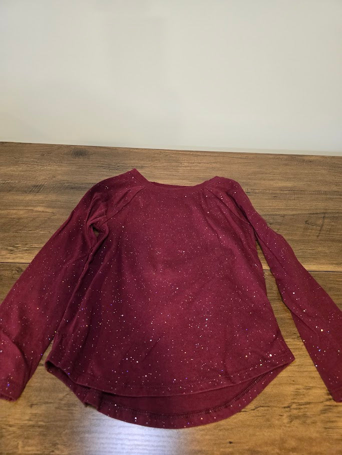 #131 Cat & Jack maroon sparkly long sleeve shirt sz 5T