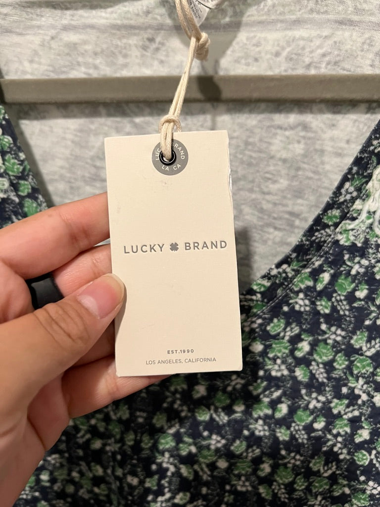 Seller #76 - Lucky Brand NWT Boho Knit Top Tee Shirt Floral Short Slv Cotton Blend - Small