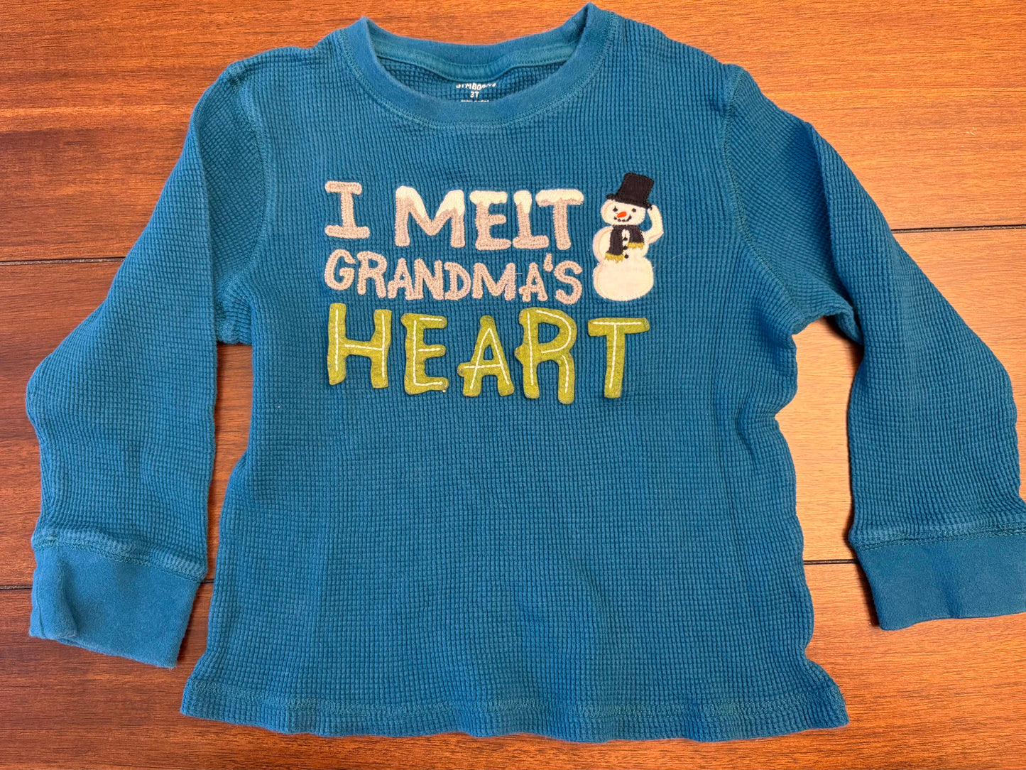 Seller #210 Gymboree Boys Size 3T Dark Teal Waffle Knit 3-D Long Sleeve Top