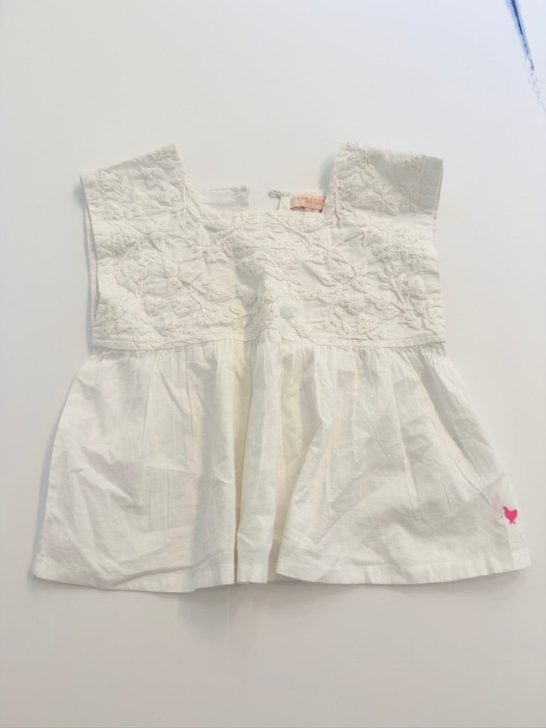 (#25) pink chicken | NWOT | 6y | embroidered peplum | 45227