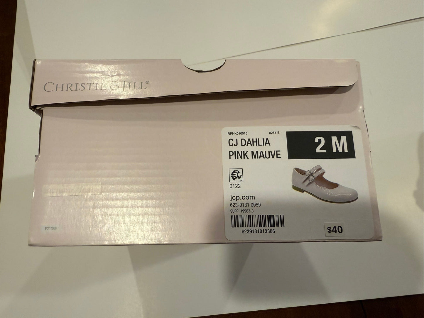 179 "Reduced" Girls Christie & Jill Dhalia Pink Mauve Patent Leather Flats-size 2