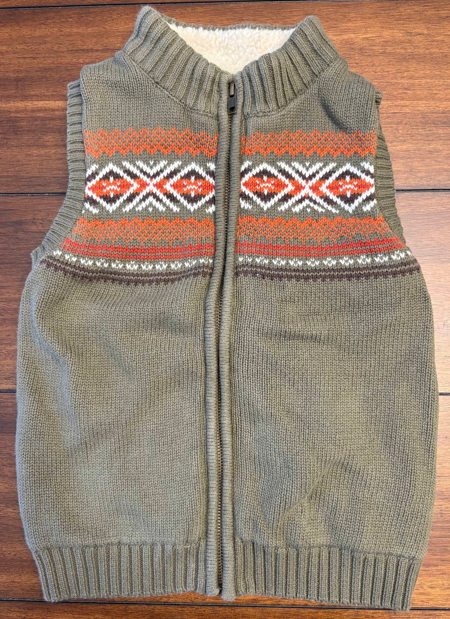 Seller #210 Gymboree Boys Size 5T Olive Green Fleece Lined Zipper Sweater Vest