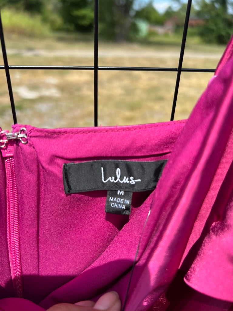 Seller #76 - Lulus Stay Celebrating Magenta Satin Bodycon Mini Dress Size Medium M