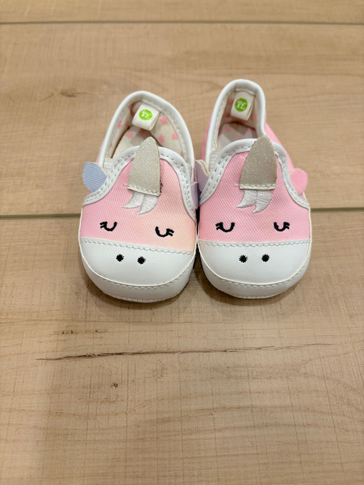 #37 REDUCED-3-6M Girls First Steps Unicorn Slide Sneakers with Glitter Horn