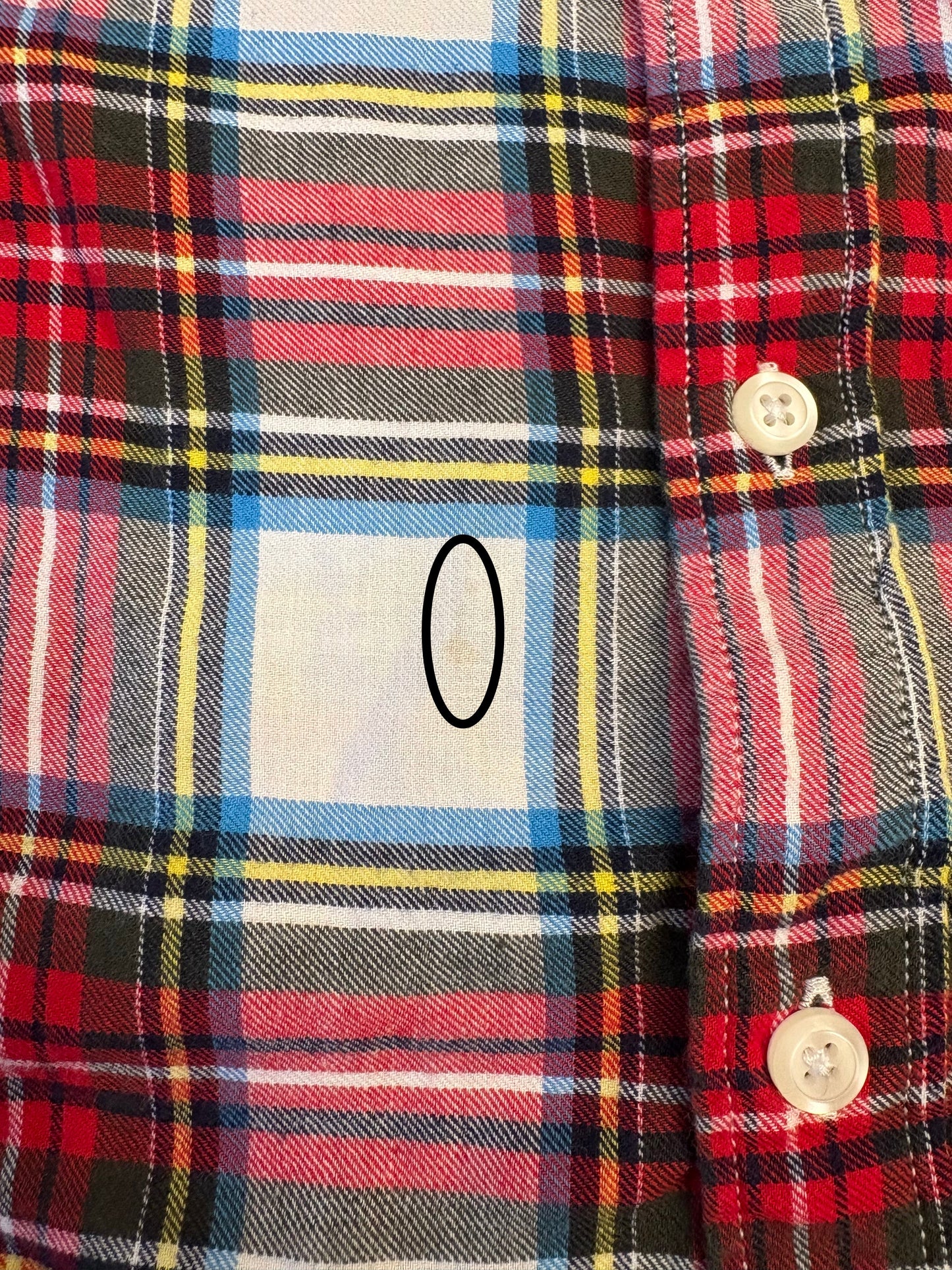 Seller #210 Gap Boys Size 8 (M) Red, Cream, Green & Yellow Plaid Long Sleeve Button Down Flannel Shirt