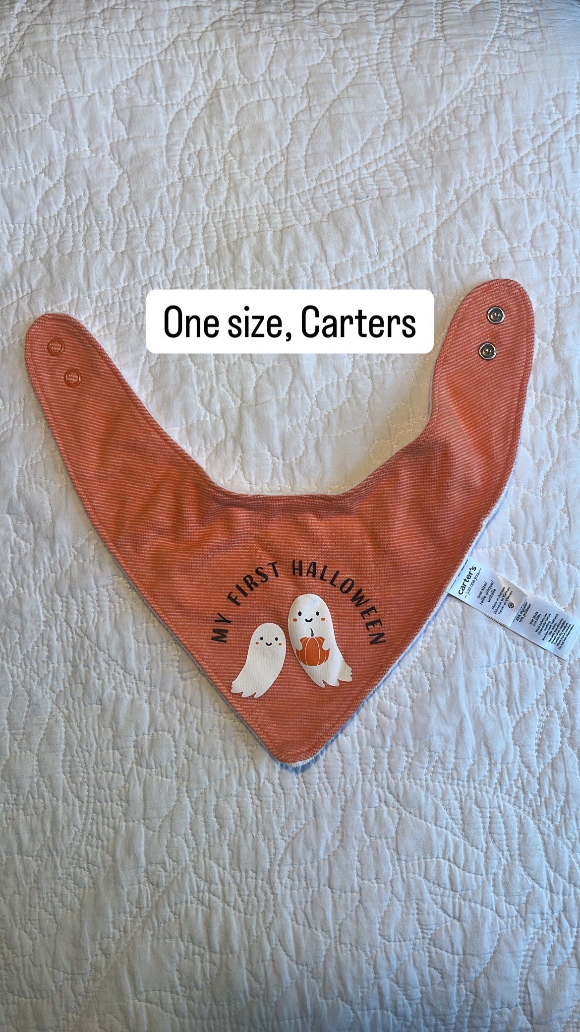 Seller #34 Carters halloween 6m attire baby “starter pack for spooky season*, 3-6m bib, pumpkin headband & leggings