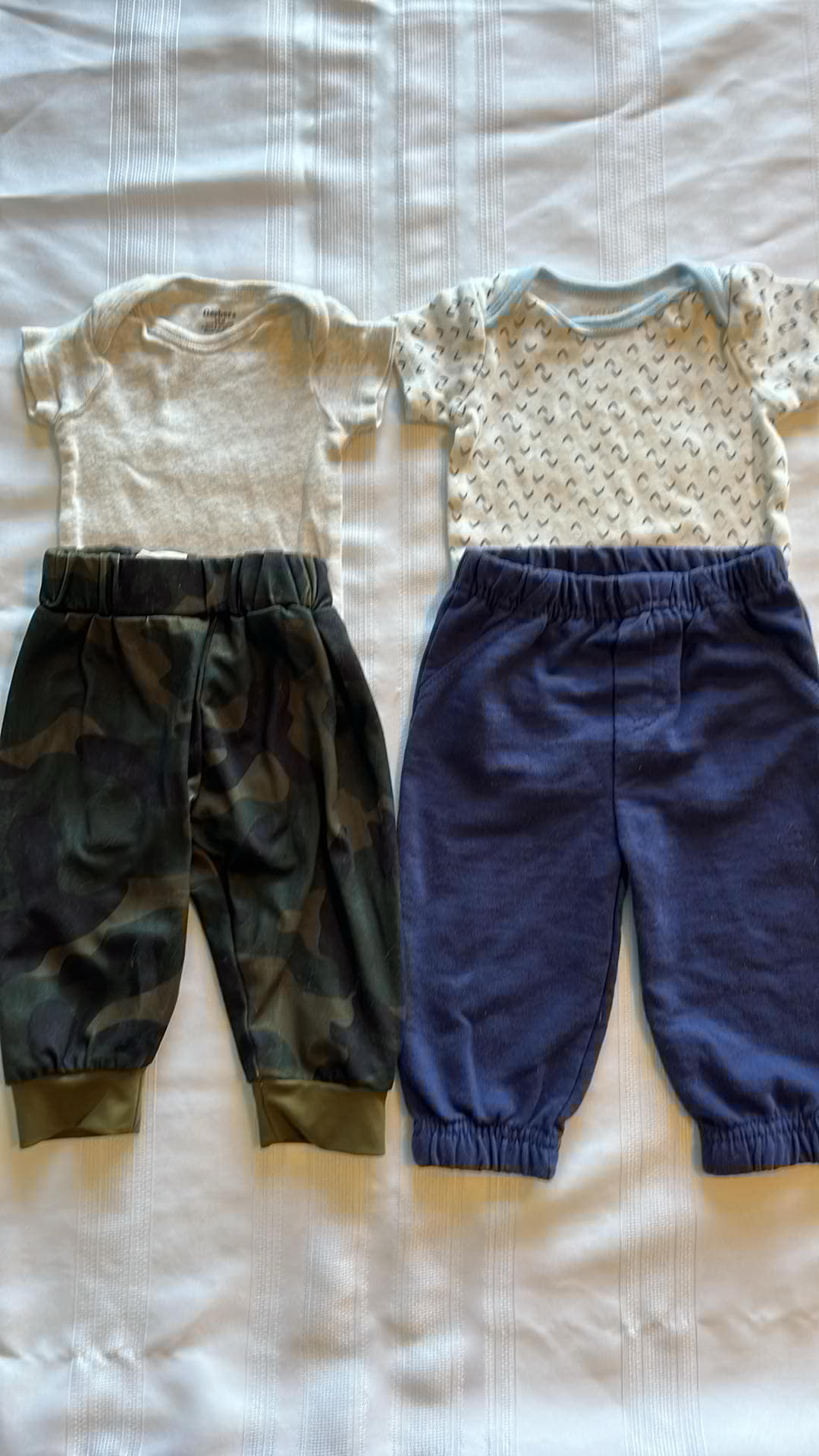 #29 3-6 mo Boys pants and onesies sets EUC