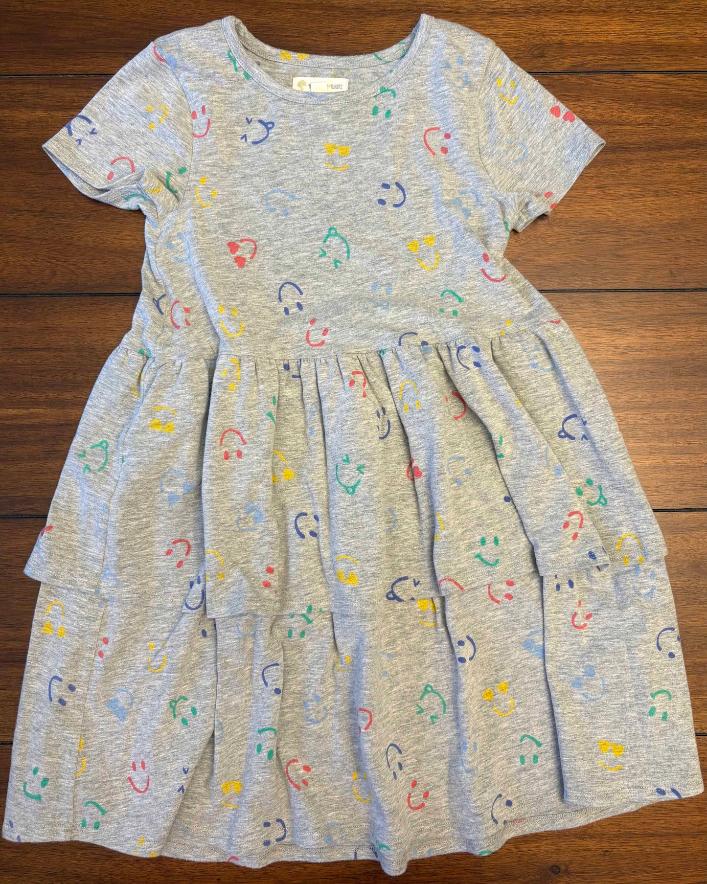 Seller #210 Tucker & Tate Girls Size 6 Gray Smiley Face Print Short Sleeve Dress