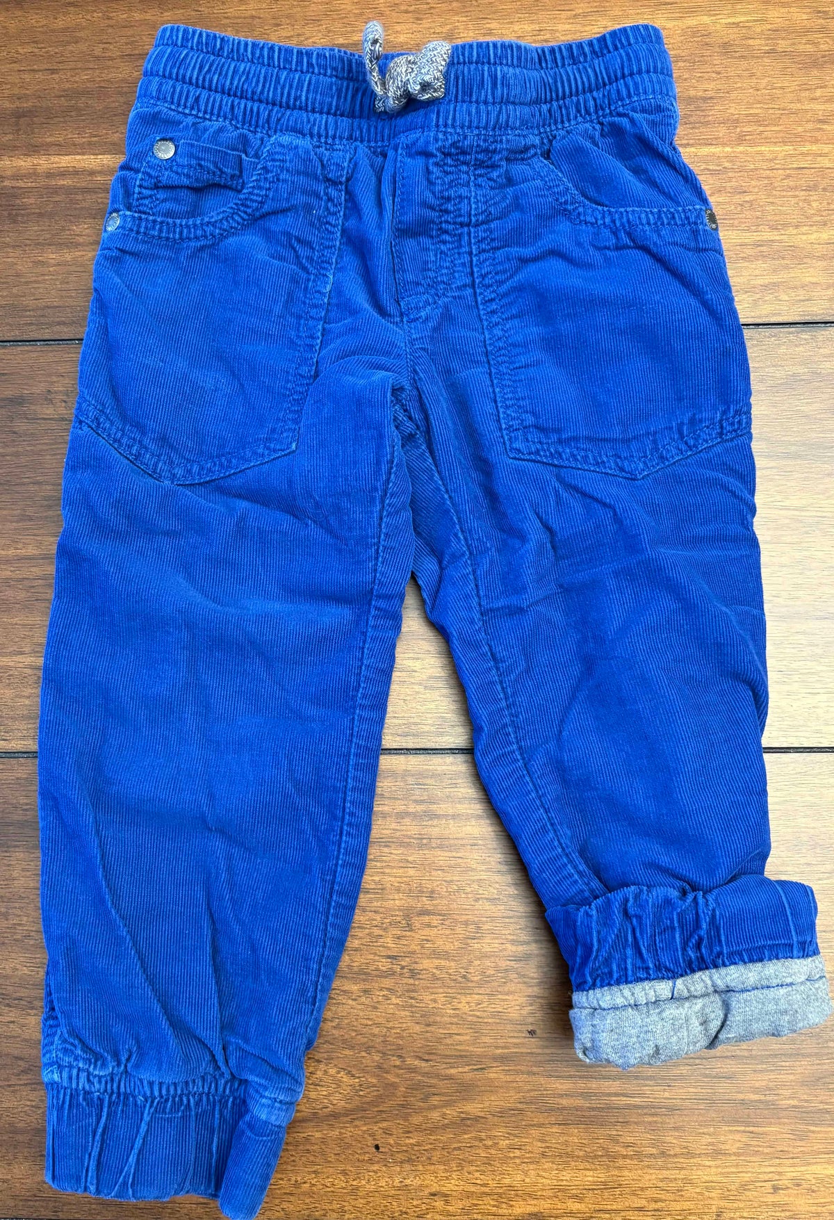 #197 Gymboree Boys Size 2T Royal Blue Lined Corduroy Cargo Pants