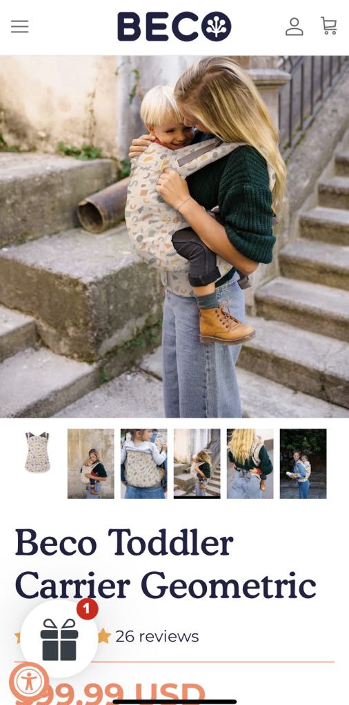 #222 Like New/Used Once Beco 100% Cotton Baby Toddler Carrier (Up to 60 Pounds!)
