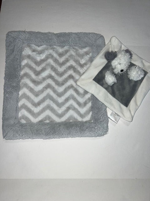#78 set of 2 loveys puppy and chevron stripe