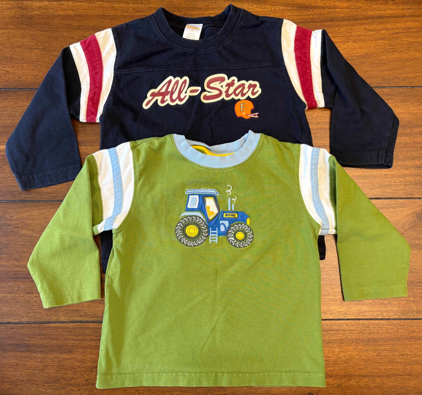 Seller #210 Gymboree Boys Size 2 Green & Navy Long Sleeve Top Bundle