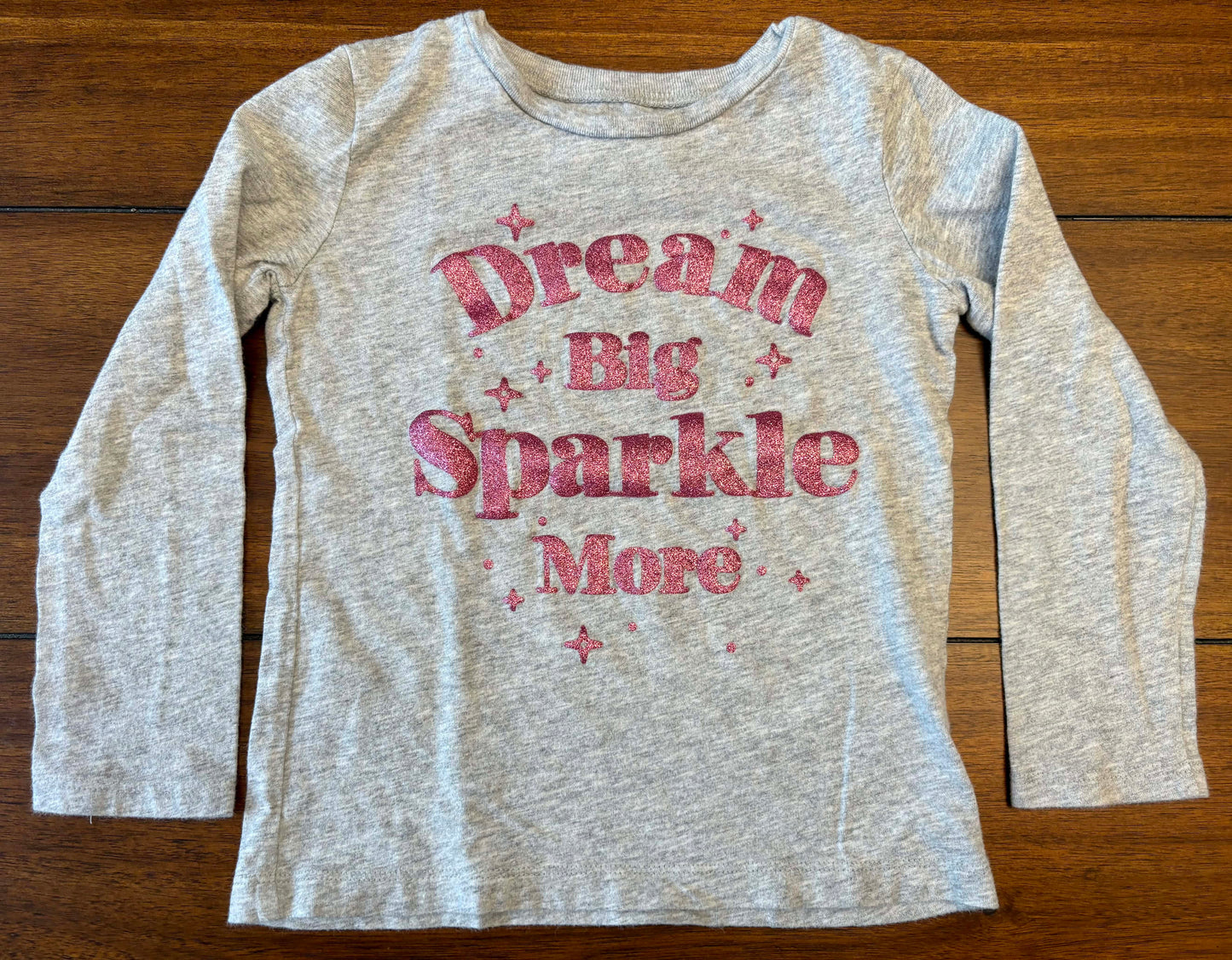 Seller #210 Carter's Girls Size 4 Gray Glitter Graphic Long Sleeve T-shirt