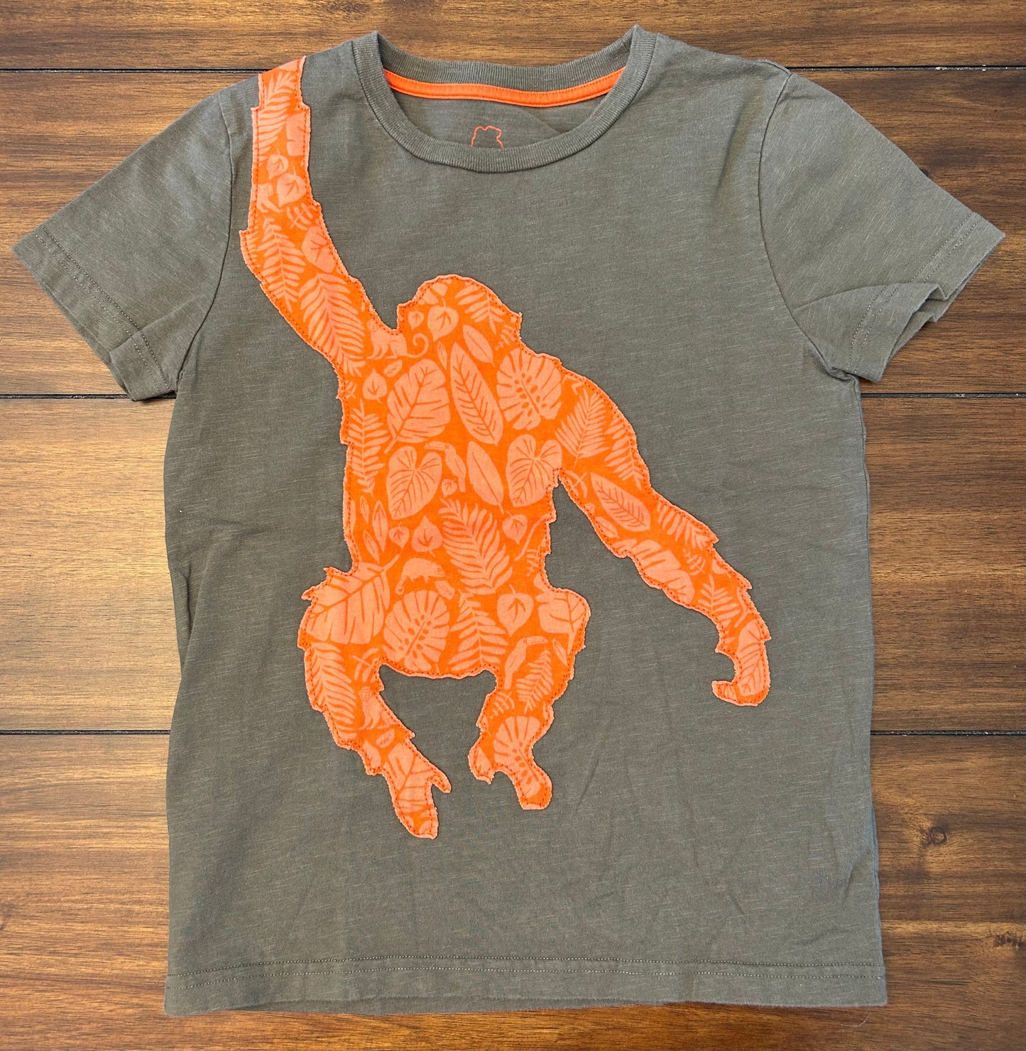 REDUCED Seller #210 Mini Boden Boys Size 7-8 Olive Green Orangutan Appliqué Shirt