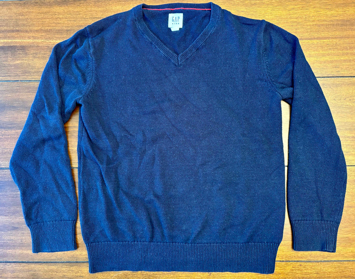 #197 Gap Boys Size 10 (Large) Navy V-Neck Sweater