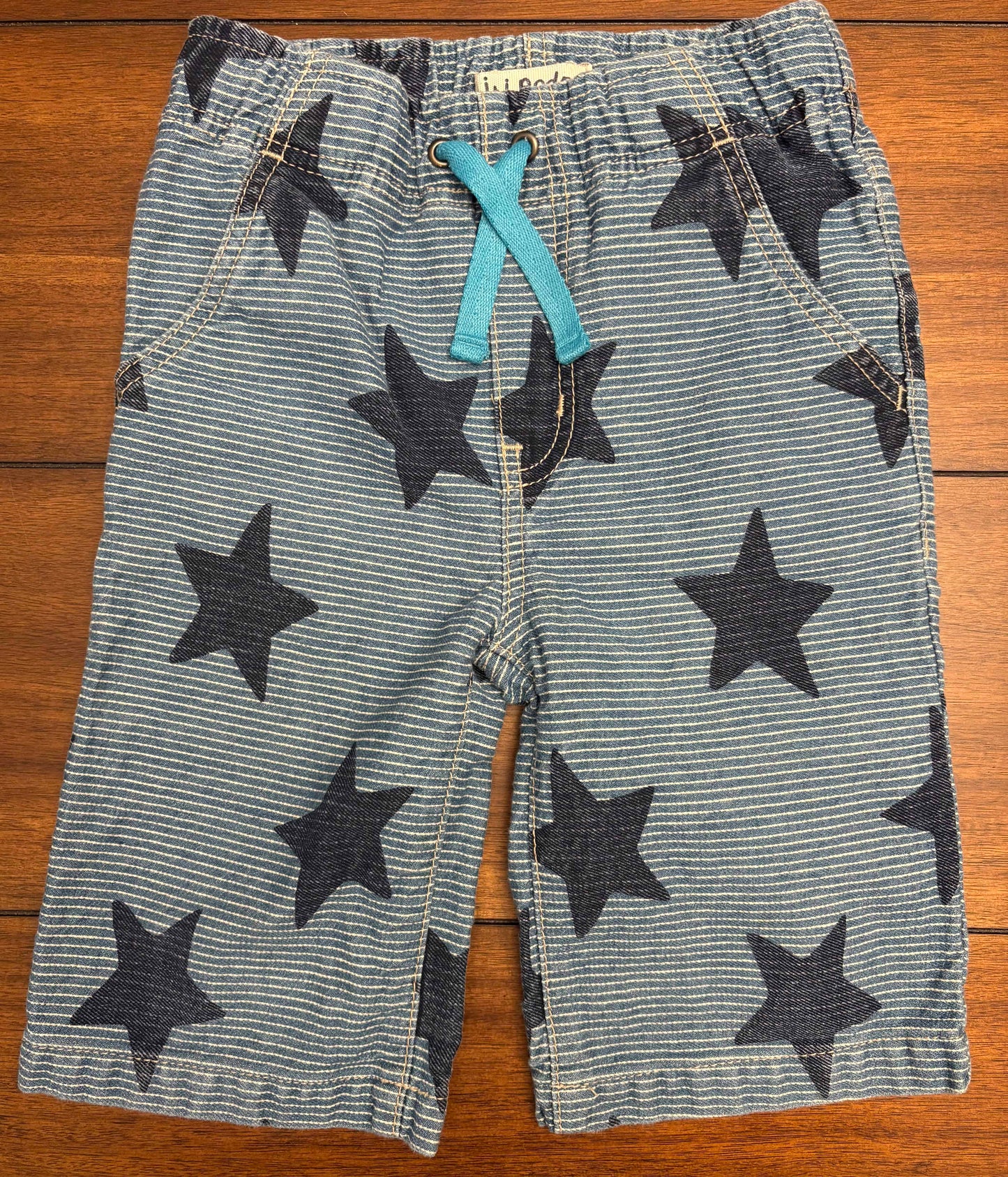 REDUCED Seller #210 Mini Boden Boys Size 6 Blue Denim Star Printed Shorts