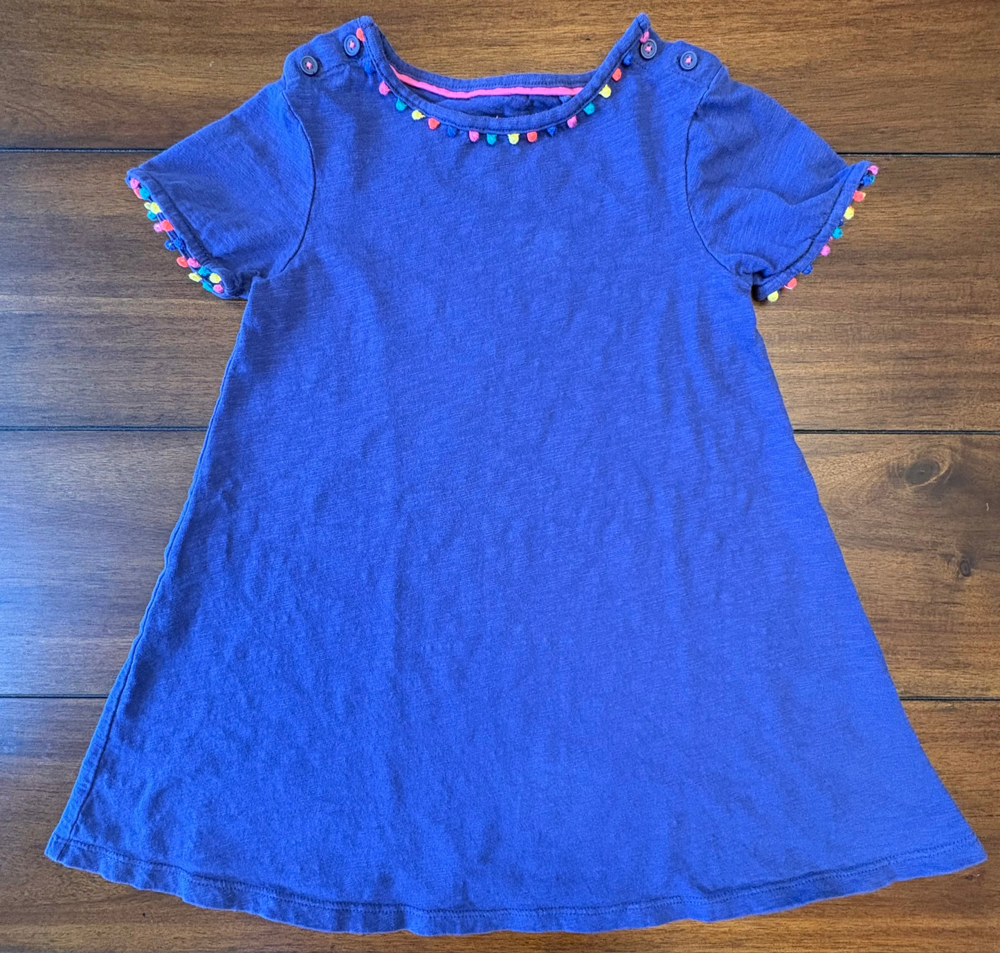 REDUCED Seller #210 Mini Boden Girls Size 5 Indigo Pom Pom Collar Knit Dress
