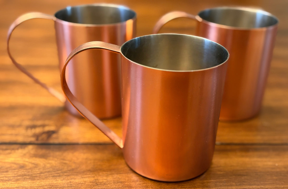#197 Crate & Barrel 16 oz Moscow Mule Copper Mug Set NWT
