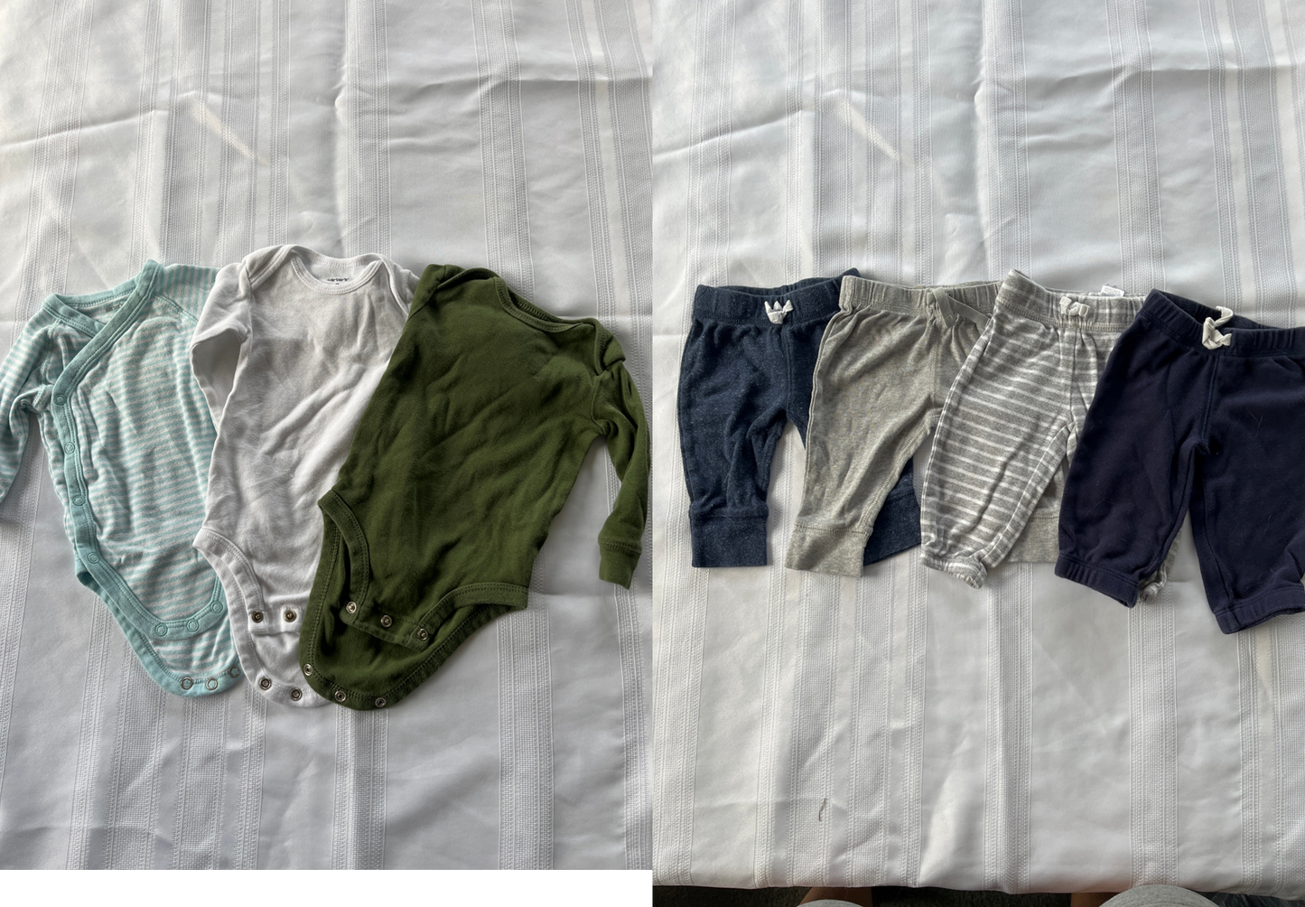 #29 3 mo Boys Carters pants and onesies bundle EUC