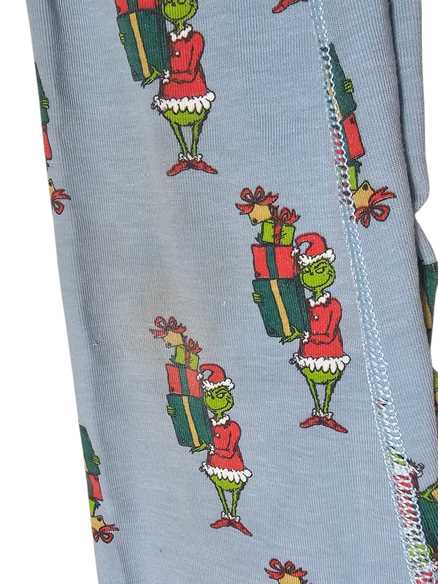 #89 Boys 5 (110) Hanna Andersson | Grinch Presents on Blue pajamas - light blue VGUC