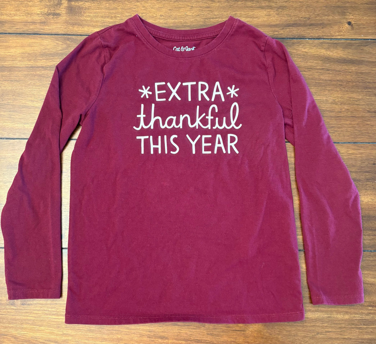 #197 Cat & Jack Girls Size 8 Maroon Long Sleeve T-Shirt