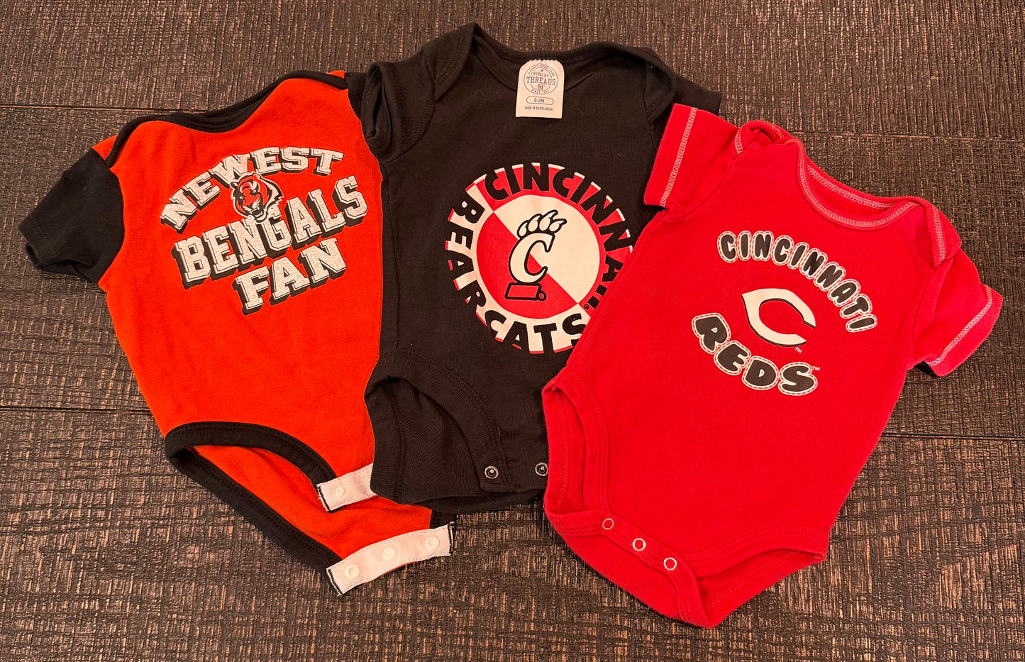 #42 Cincinnati Sports 0-3M Onesie Bundle