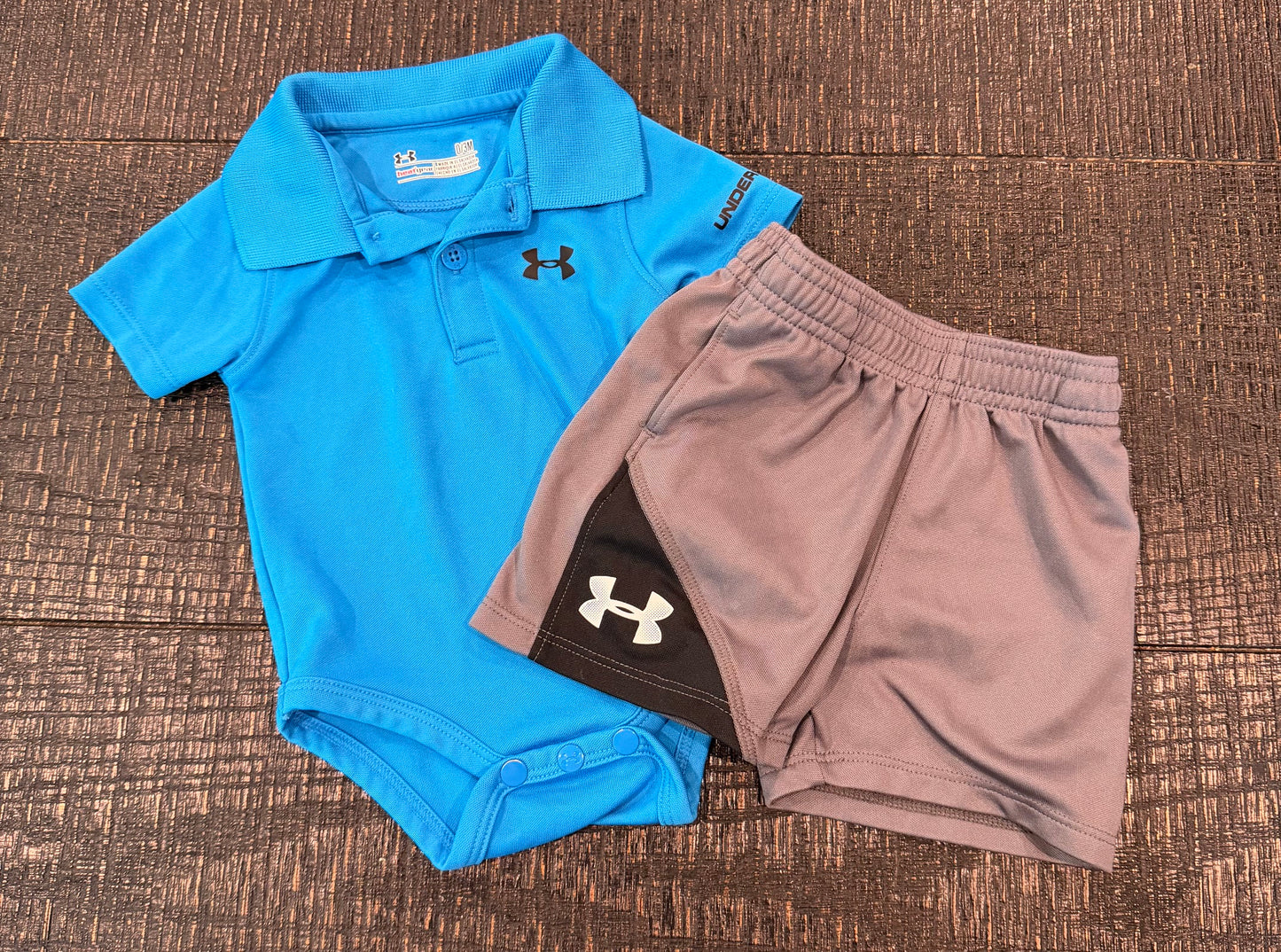 #42 Under Armour Boys 0-3M Blue Onesie and Shorts