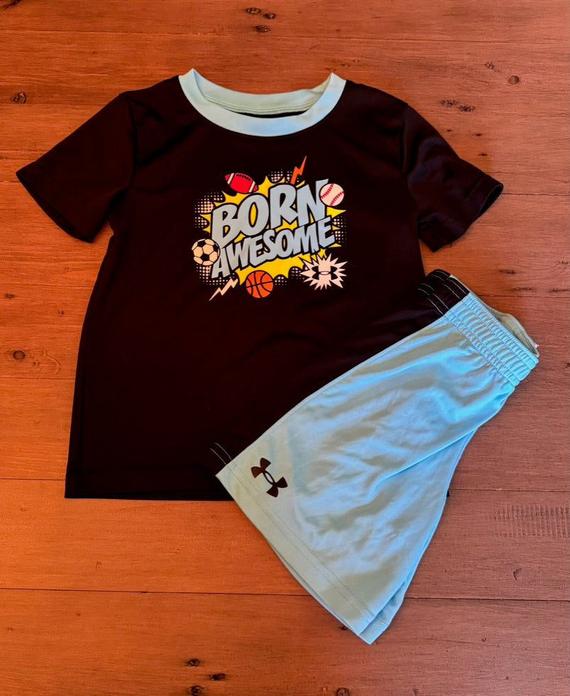 #42 Under Armour Boys 3T Sports Shirt and Short Bundle