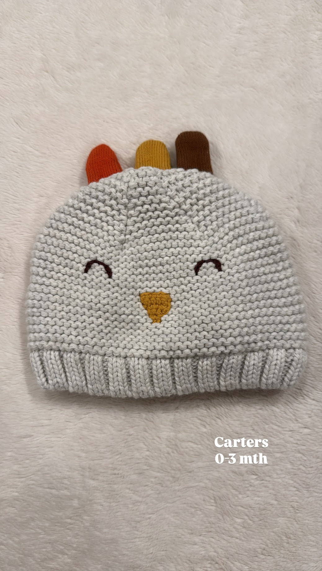 #145 Carters knit turkey hat GN 0-3 mth EUC