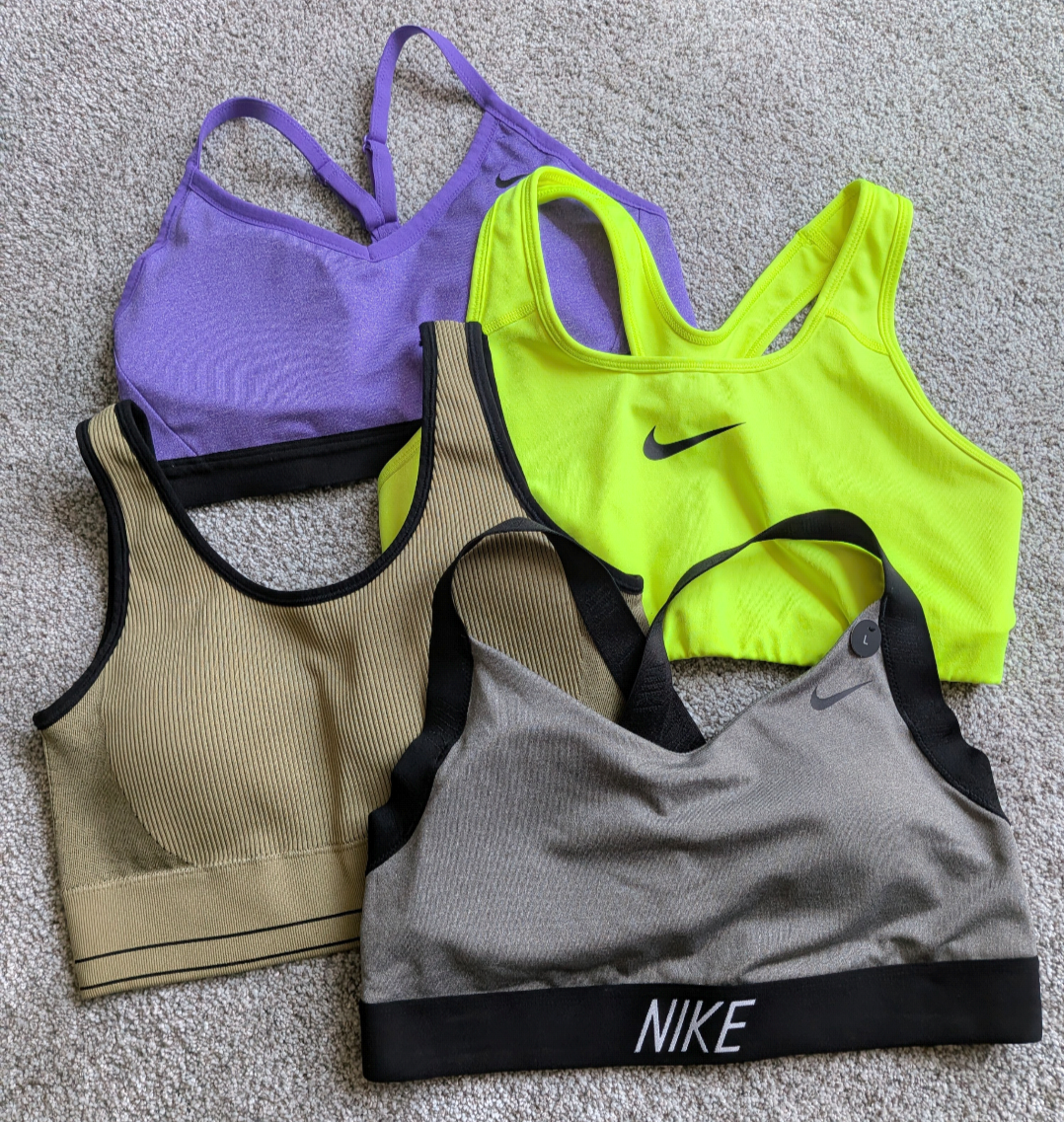 #17 set of 4 Sports Bras, Nike Women's size L NWOT