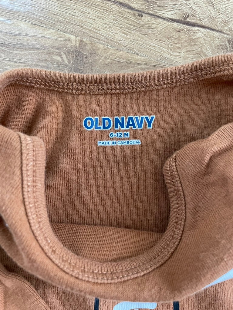 #6 - Long-Sleeved Old Navy Football Bodysuit/Onesie, 6-12 months