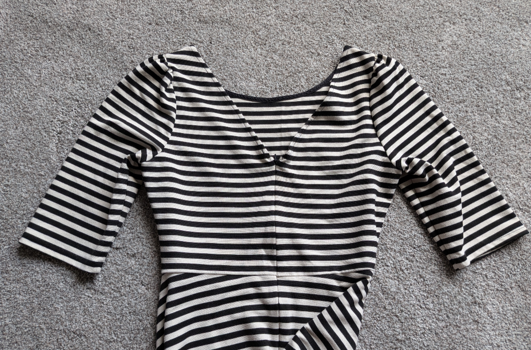#17 PIXLEY Stitch Fix Kathy Fit & Flare Striped Dress Black/White womens M