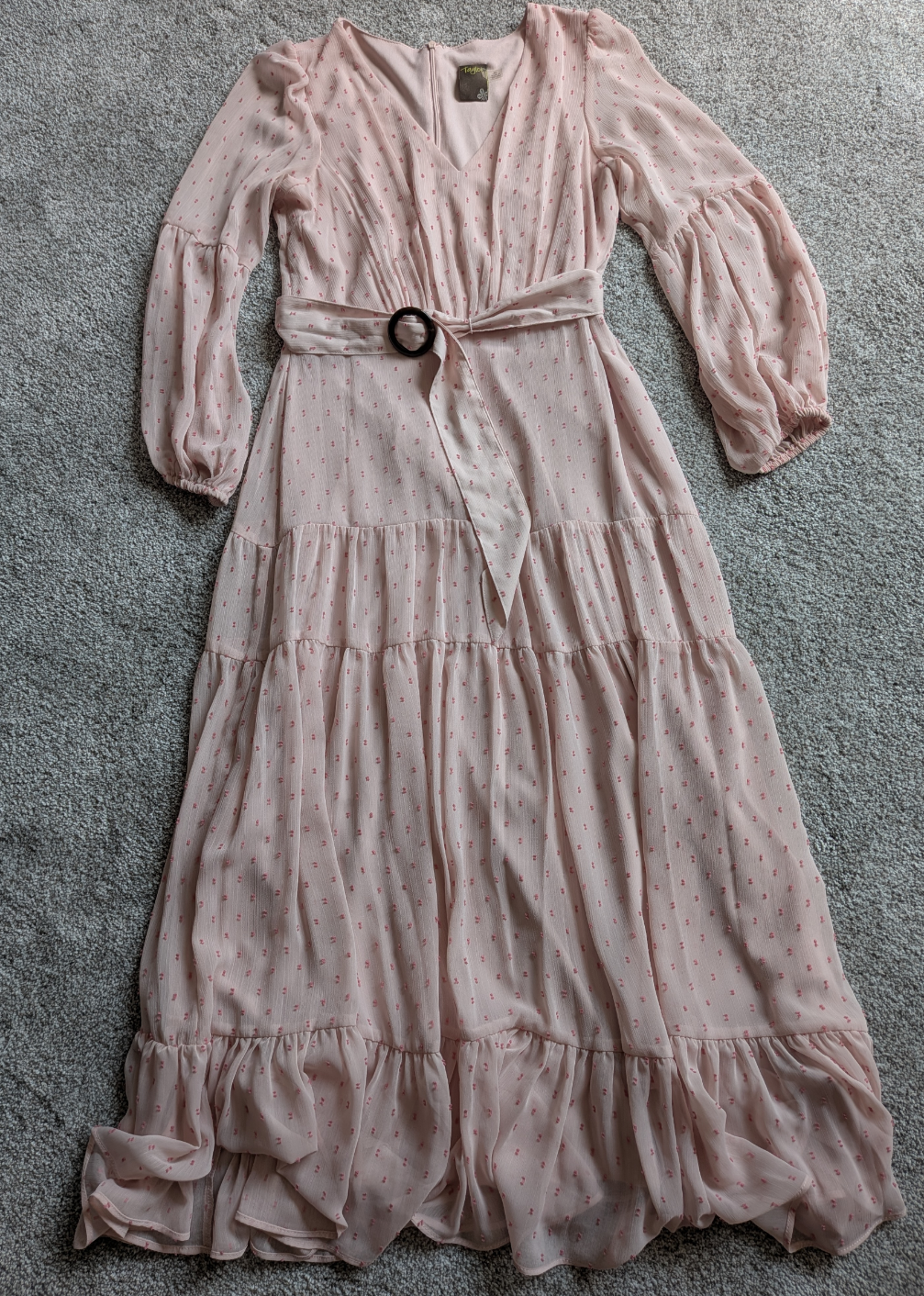 #17 Taylor Belted Chiffon Polka Dot Dress Midi women's 10