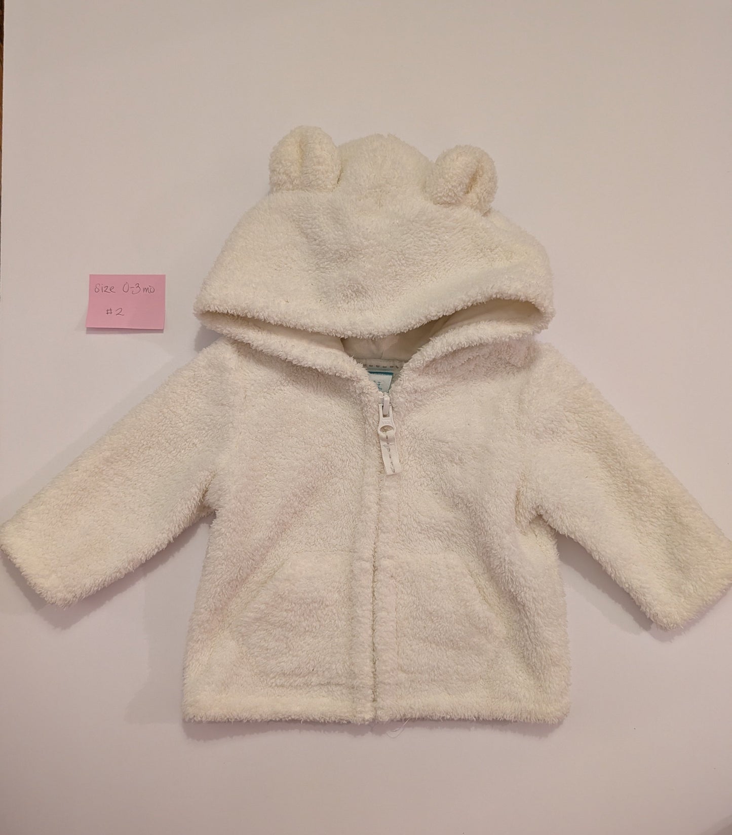 Seller 97, Old Navy White Fleece Hooded Jacket w/Ears, Baby, size 0-3mo (item 2)