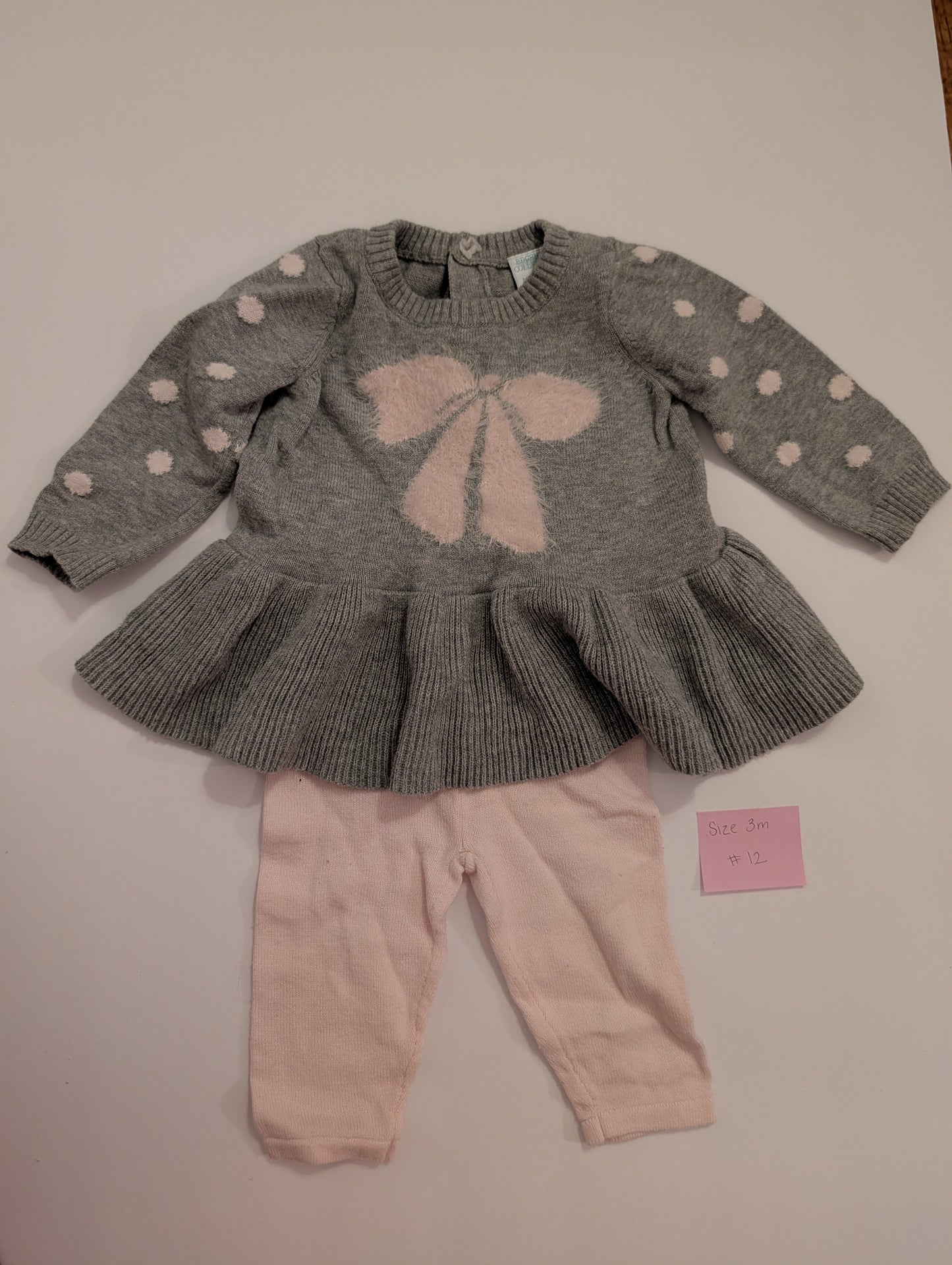 *Reduced* Seller 97, Edgehill Collection, Pink Bow Sweater set, Baby Girl, Size 3mo, (item 12)
