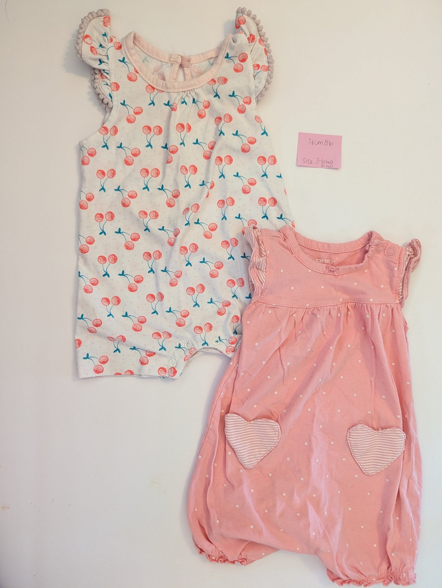 *Reduced* Seller 97, Carters & Chickpea Pink Bubbles/Rompers Baby Girl, size 3-6mo & 6mo (item 86)