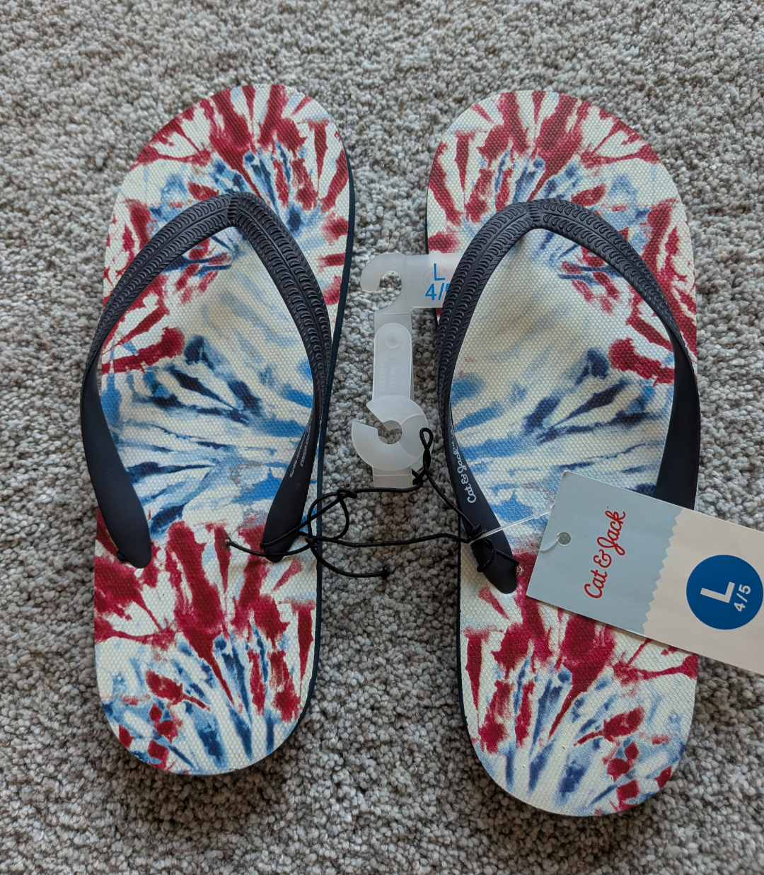 #17 Cat & Jack red white & blue sandals size L (4/5)