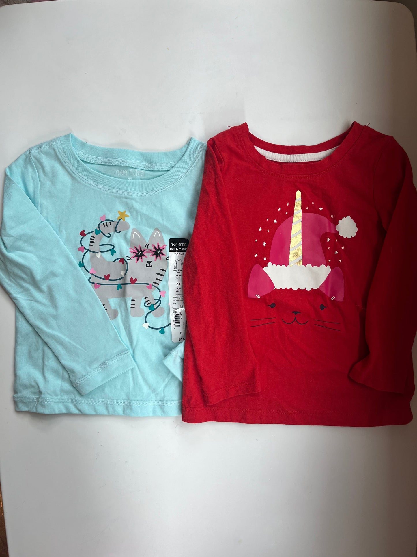 11/3 PRICE REDUCED Seller #20 girls cat holiday shirts 2t