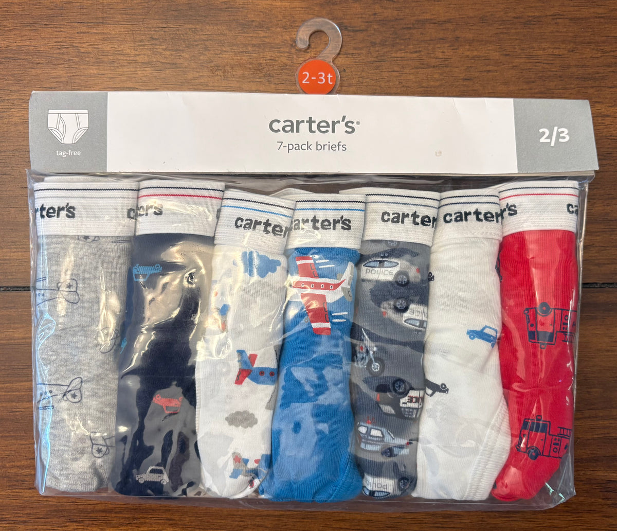 #197 Carter's Boys Size 2-3 Multi-Pack Airplane Printed Briefs NWT