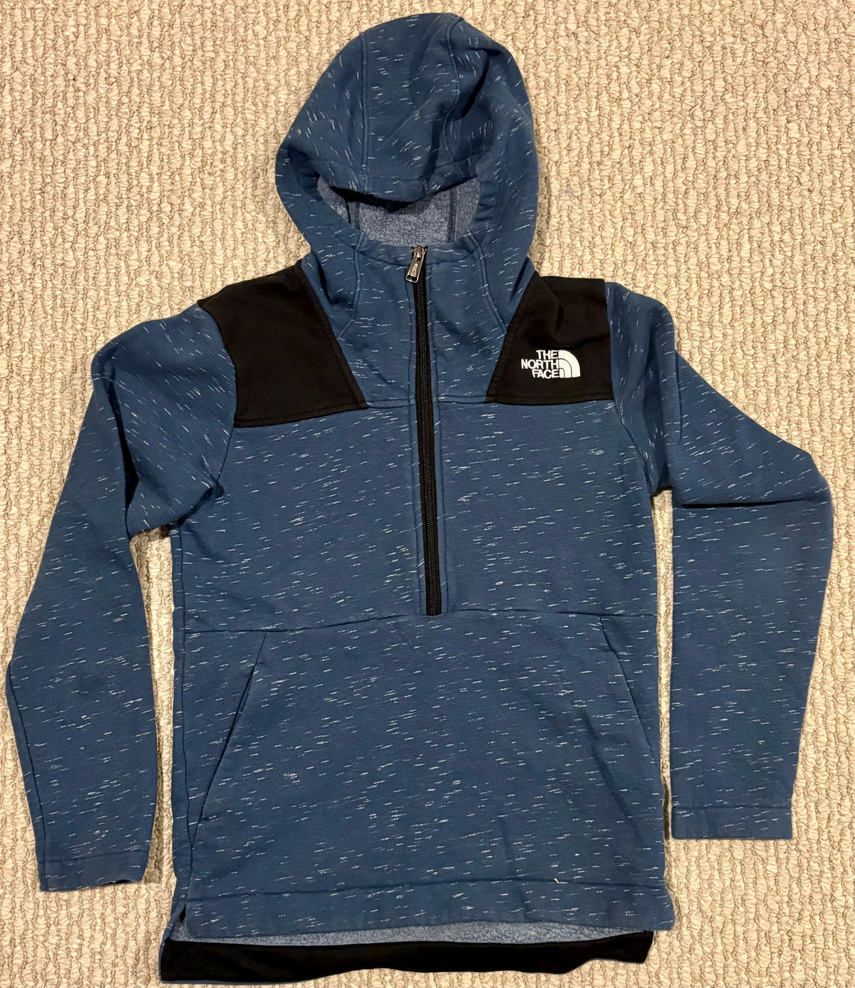 #197 North Face Boys Size 14-16 (L) Blue Hooded Zippered Sweatshirt