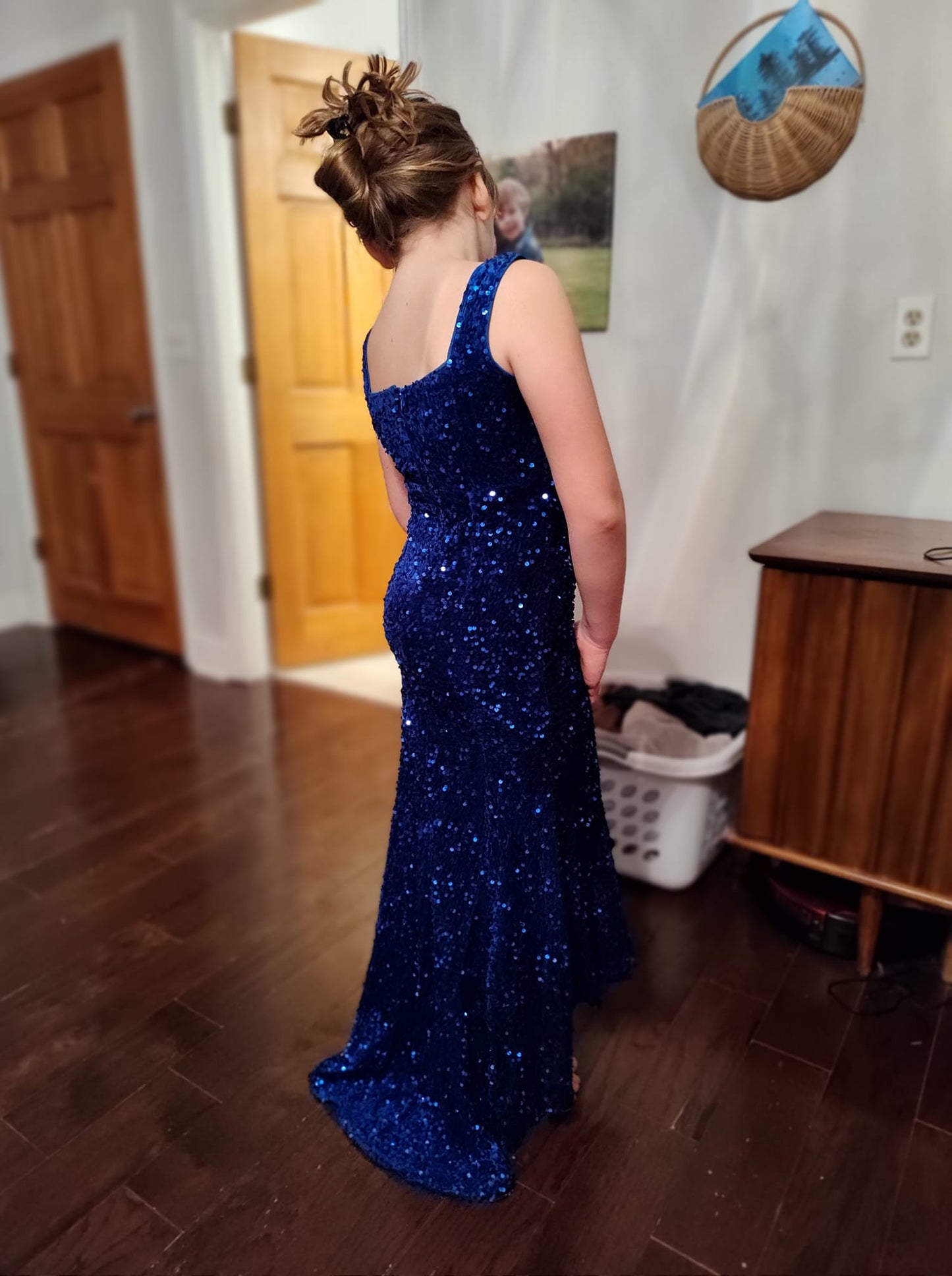 Seller 185: Size 11 girl's Shein dress Blue Father/Daughter Dance Dress (or any occasion)