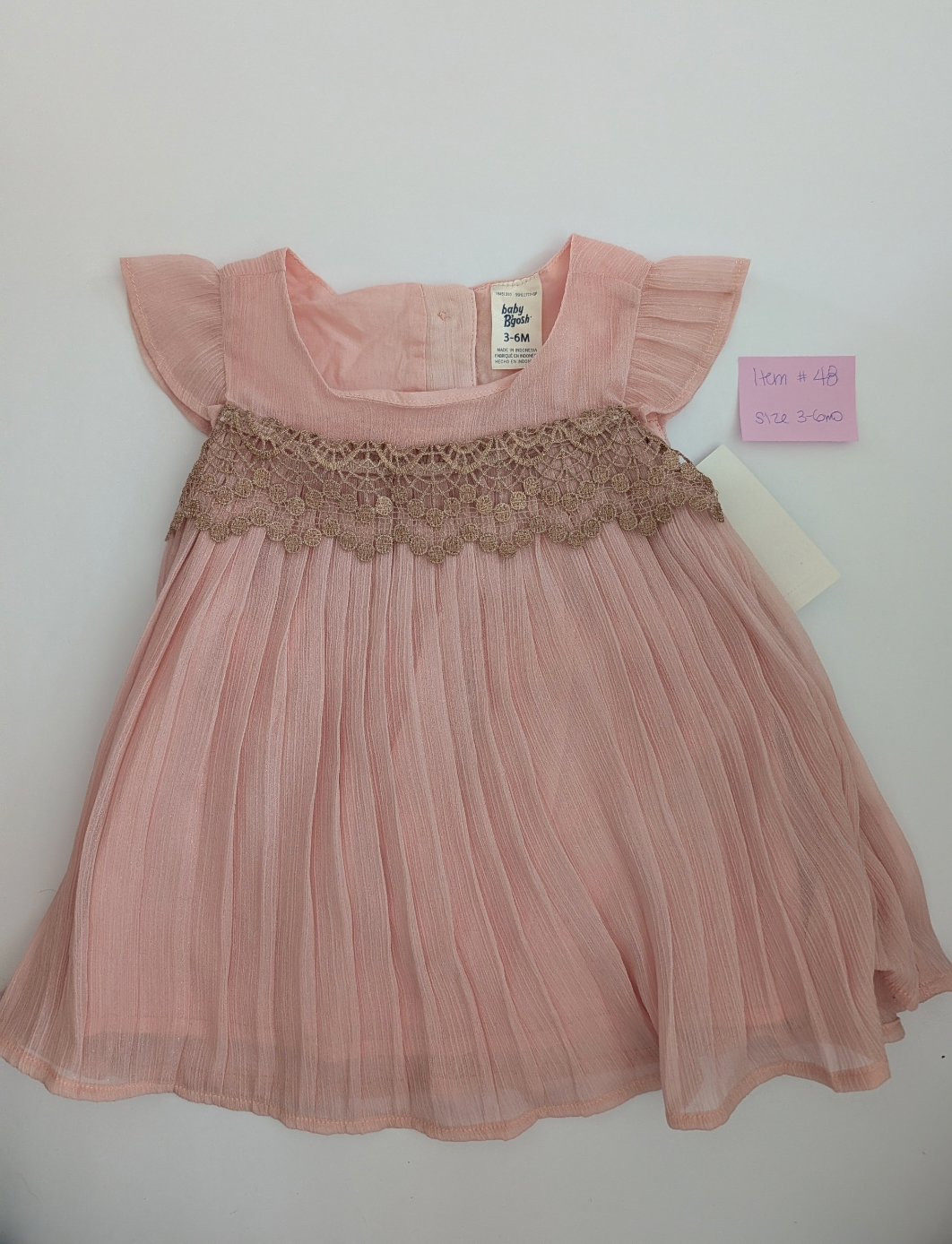 *Reduced* Seller 97, Baby B'gosh Pink Dress w/Gold Applique, baby girl, size 3-6mo NWT (item 48)