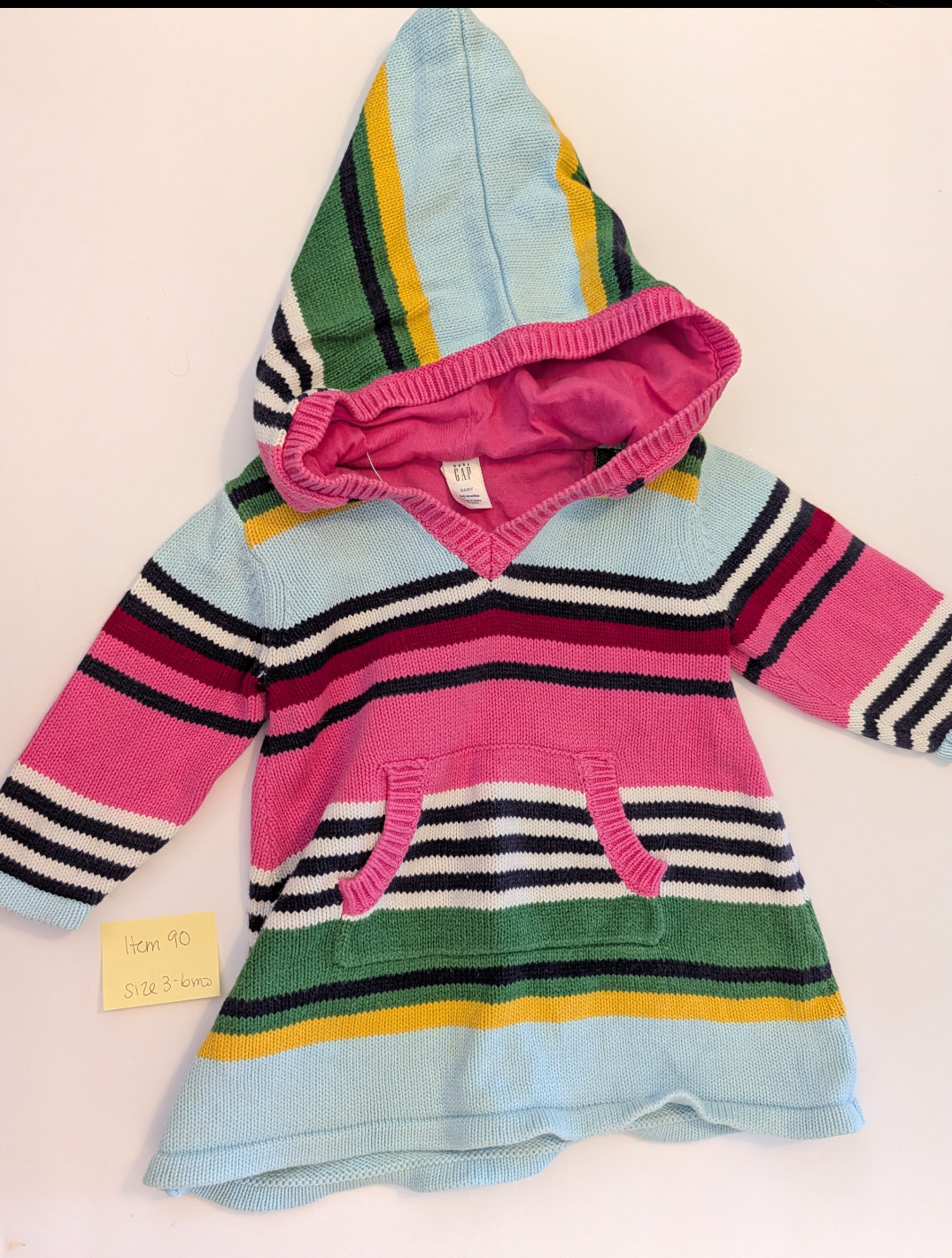 *Reduced* Seller 97, Gap Hooded Striped Sweater Dress, baby girl, size 3-6mo (item 90)