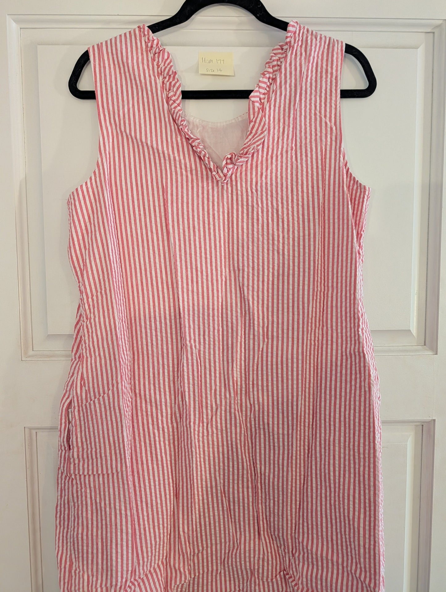*Reduced* Seller 97, Crown & Ivy Red Seersucker Dress, women's size 14 (item 177)
