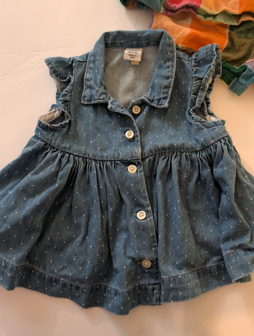 *Reduced* Seller 97 Baby Gap, Jean Polka Dot Dress & Bright Plaid Set, baby girl, size 6mo (item 167)